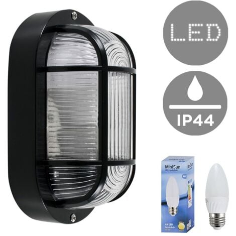 Outdoor LED Bulkhead Wall Light Ip44 Lantern Black White Lighting