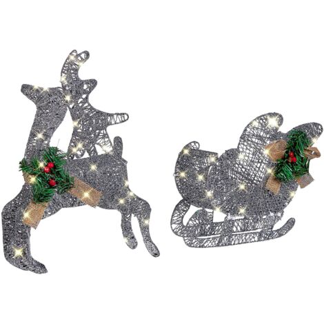 Outdoor LED Christmas Decoration Reindeer and Sleigh LED Lights Silver Enodak