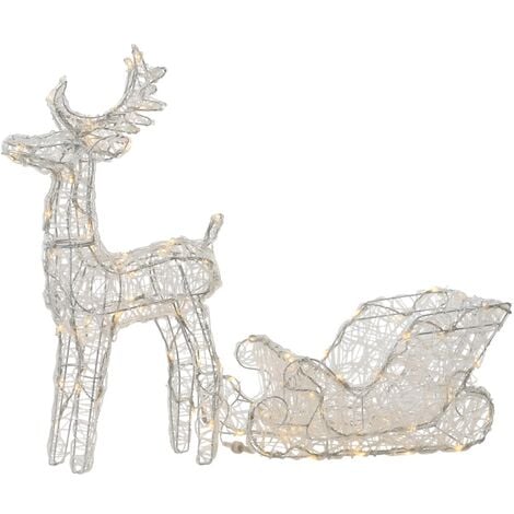 Outdoor LED Reindeer with Sleigh Christmas Decoration - Warm White Lights - 70cm