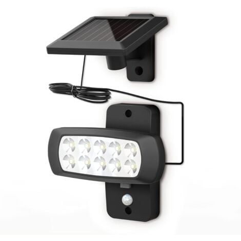 Outdoor LED solar light IP44, PIR motion detector, wall spotlight house terrace balcony black, splash-proof, cold white light 6500K