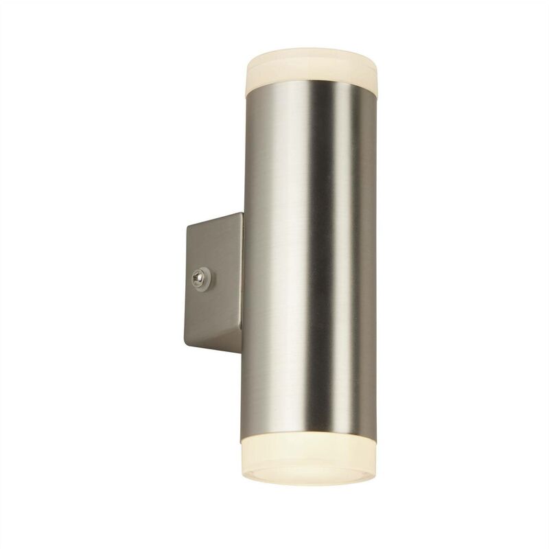 Searchlight Outdoor - Integrated LED 2 Light Outdoor Up & Down Wall Light Satin Silver IP44