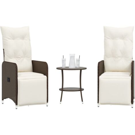 Outdoor-Lehnstühle 2 Stk. mit Tisch Braun Poly Rattan vidaXL