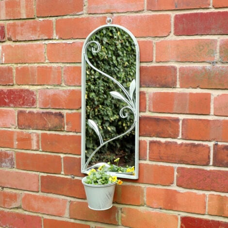 Outdoor Light Green Mirror with Plant Pot