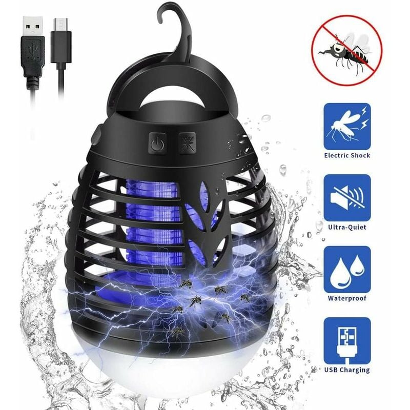 Outdoor Lighting - Mosquito Repellent Lamp, 2 in 1 Lantern Camping Tent led Mosquito Trap Lamp, Waterproof with 2200mAh Rechargeable Battery for