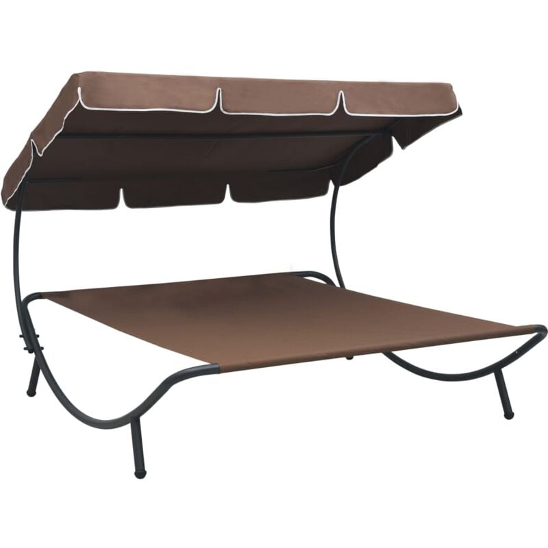 Outdoor Lounge Bed with Canopy Brown Vidaxl