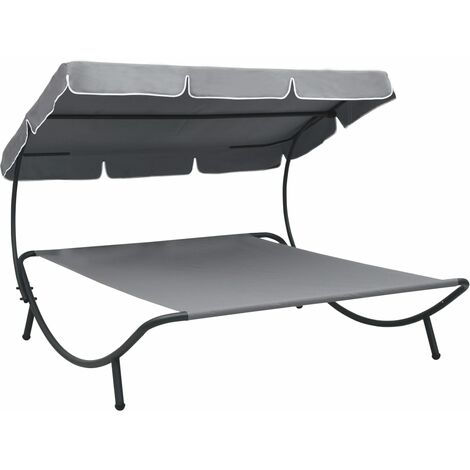 main image of "Outdoor Lounge Bed with Canopy Grey33480-Serial number"