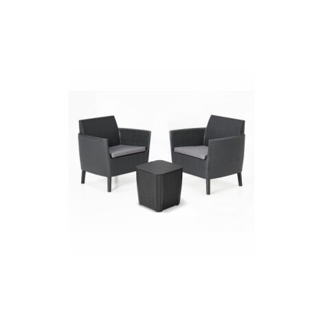Outdoor-Lounge-Set 2 Stühle 1 Gartenbalkontisch aus Harz