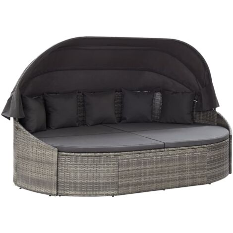 Outdoor-Loungebett mit Dach Grau vidaXL