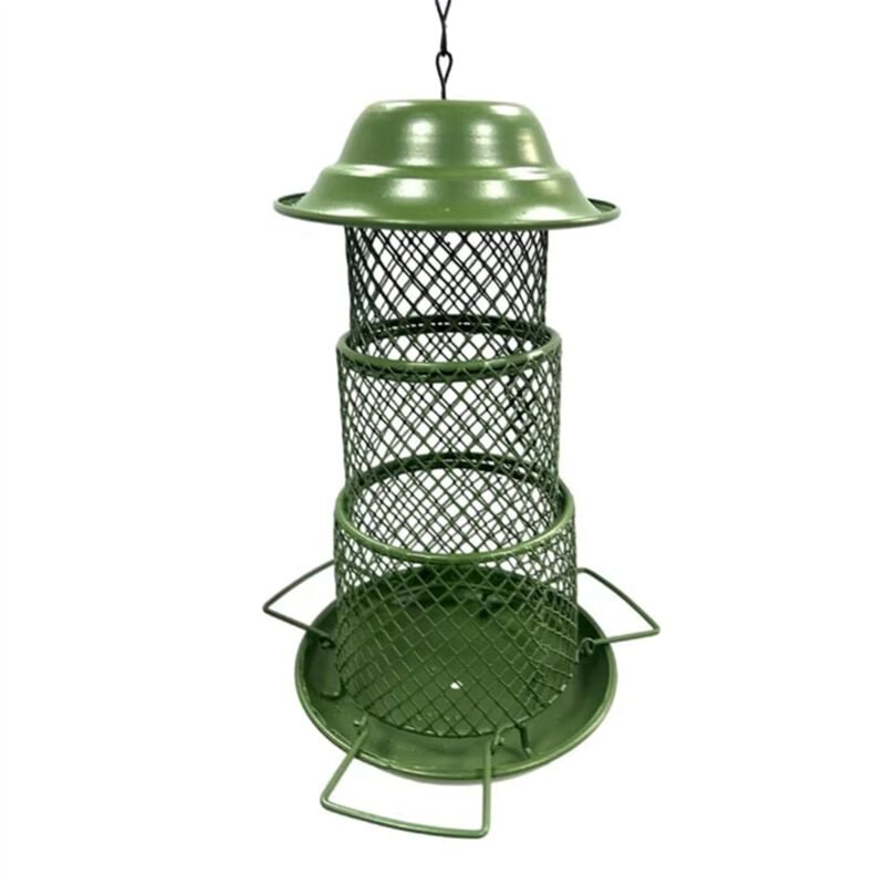 Outdoor Metal Bird Feeder Portable Telescopic Hanging Tray Anti-Squirrel Pet Supplies Round