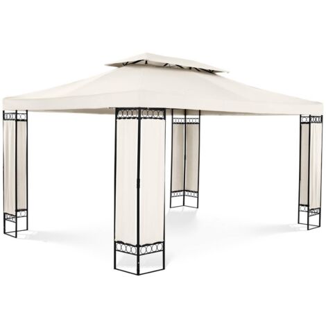 Outdoor Metal Patio Gazebo Garden Shade Party Ornamented 160 g/m² 3x4m Cream