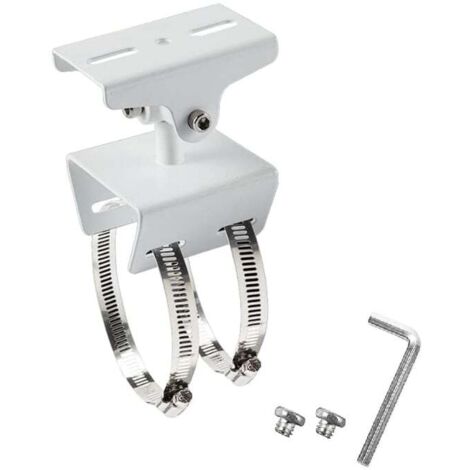 Outdoor Metal Pole Mount CCTV Camera Bracket, CCTV Cross Arm Mount, White, with 2 x 20cm Steel Rings
