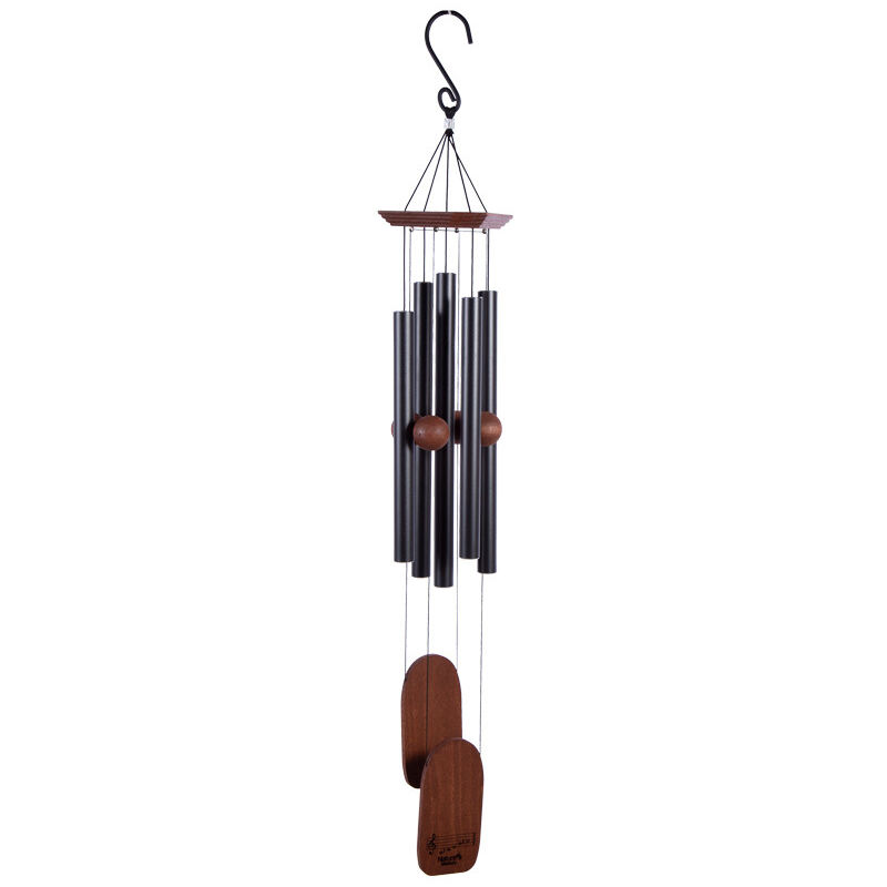 Outdoor Metal Tube Wind Chime Home Decoration Birthday Gift, Metal Tube Music Wind Chime Hanging Ornament (SYM36BK Black)-2pcs
