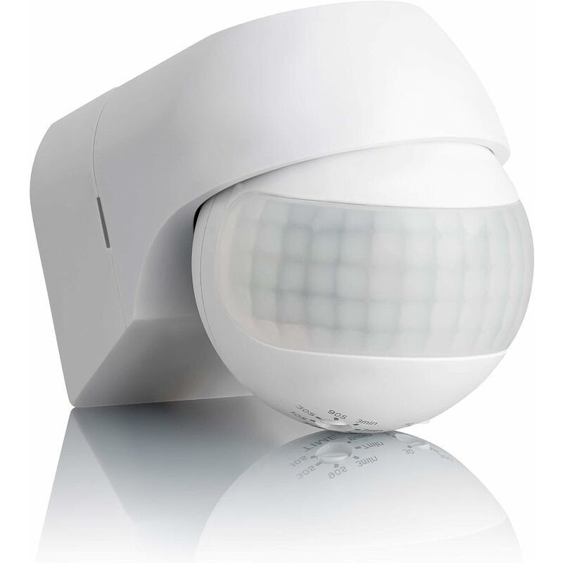 Outdoor Motion Detector IP44, Surface Mounting, programmable, Infrared Sensor, Range 15m/ 180°, suitable LED, orientable, Max. 800W/500W