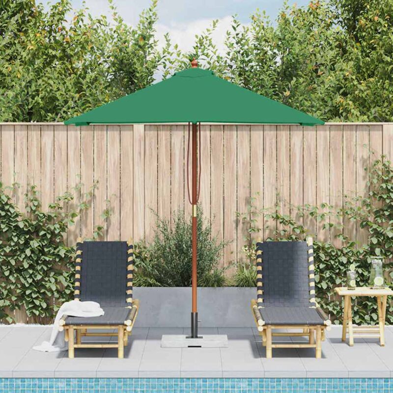 Garden Parasol With Wooden Pole 150x200 Cm Green Vidaxl