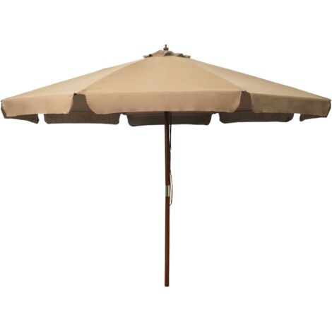 Outdoor Parasol with Wooden Pole 330 cm Taupe