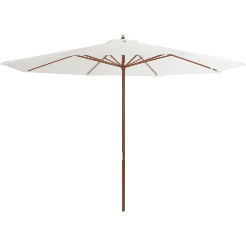 Vidaxl - Garden Parasol with Wooden Pole 350 cm Sand White