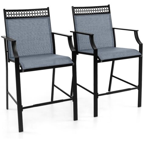 Outdoor Patio Chair Set of 2 Home Patio Counter Height Chairs w/Footrest