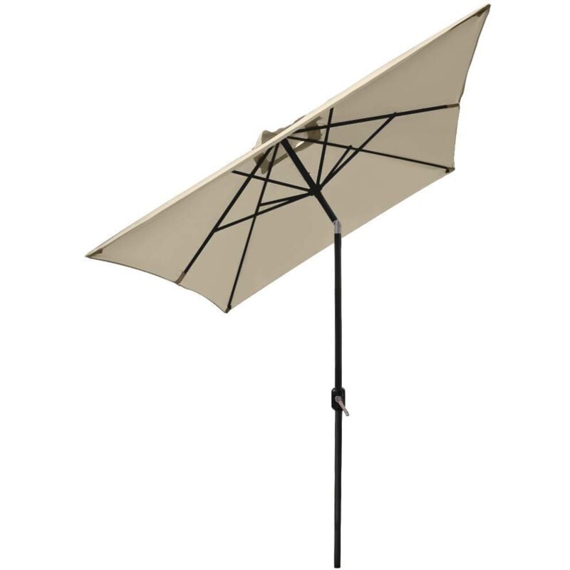 Outdoor Patio Garden Parasol 3x2m Sun Shade Umbrella Canopy w/ Crank Tilt uv protection - Black