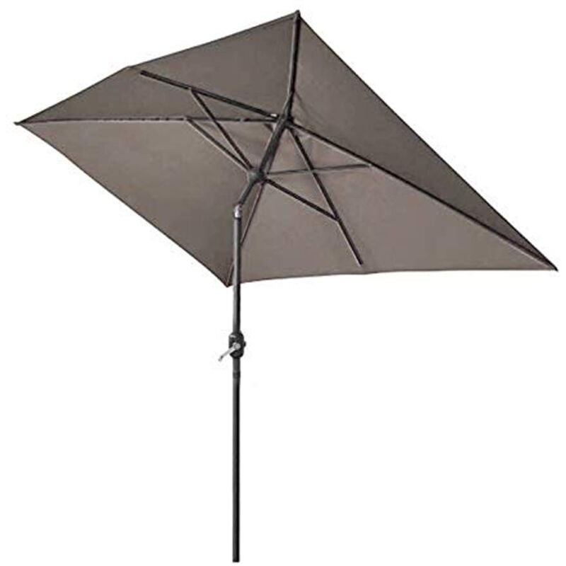 Outdoor Patio Garden Parasol 3x2m Sun Shade Umbrella Canopy w/ Crank Tilt uv protection - Brown