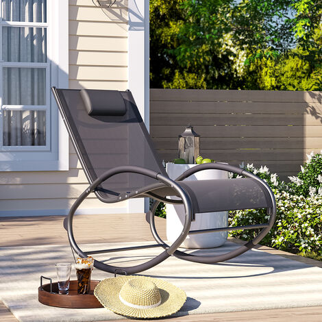 main image of "Outdoor patio rocking chair, Garden sun lounger with cushion"