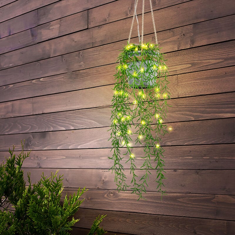 Globo - Outdoor -pendelleuchte lampe à panneau solaire solaire suspension solaire extérieur, corde de chanvre artificiel, led blanc chaud, DxH 13 x