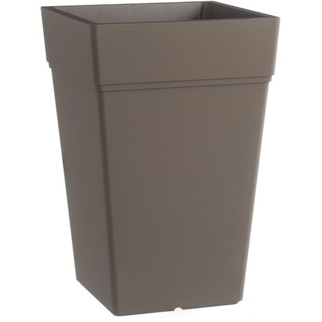 Outdoor quadratische hohe Kunststoffvase ''Stalk Element'' für Pflanzen und Blumen -Braun / 65 cm