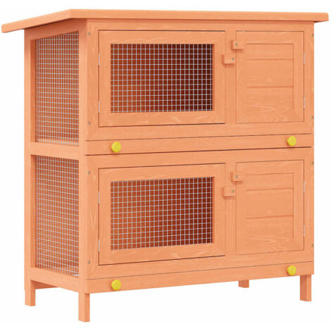 Outdoor Rabbit Hutch Small Animal House Pet Cage 4 Doors Wood