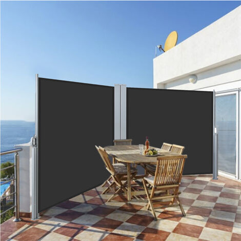 Outdoor Retractable Double-Side Awning Garden Patio Privacy Screen 180 x 600 cm
