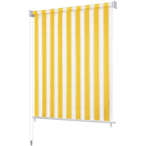 Outdoor Roller Blind 180x230 cm Yellow and White Stripe