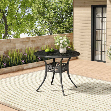 Outdoor Round Black Cast Aluminum Garden Bistro Table