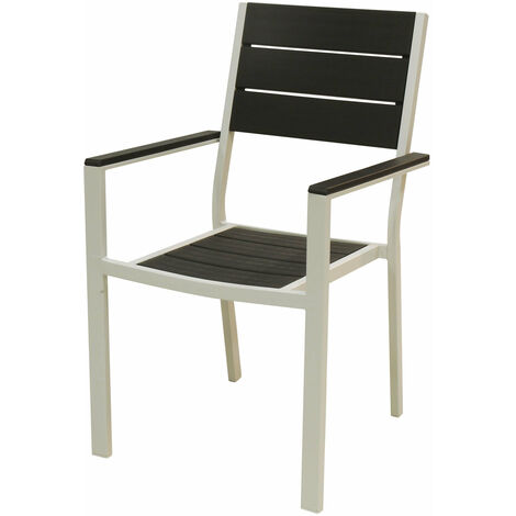 OUTDOOR-SESSEL AUS METALLHOLZ UND STAHL IN HOLZOPTIK 58x55xH88 cm