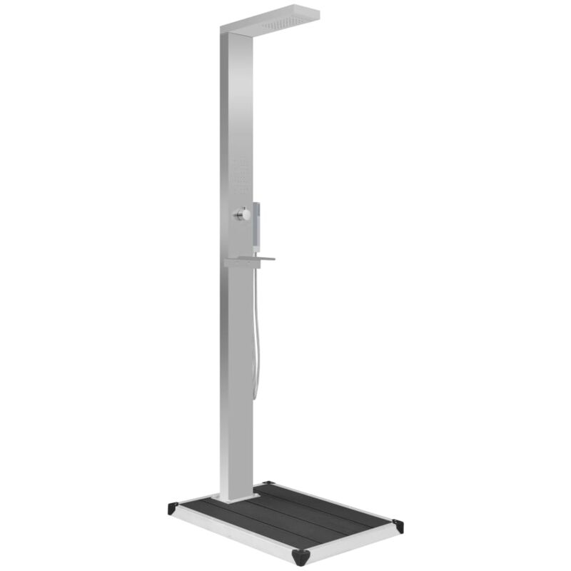 Outdoor Shower with Tray WPC Stainless Steel vidaXL
