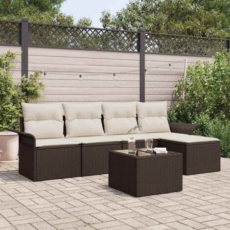 Outdoor-Sofa mit Kissen 6 pcs Braun Poly-Rattan vidaXL