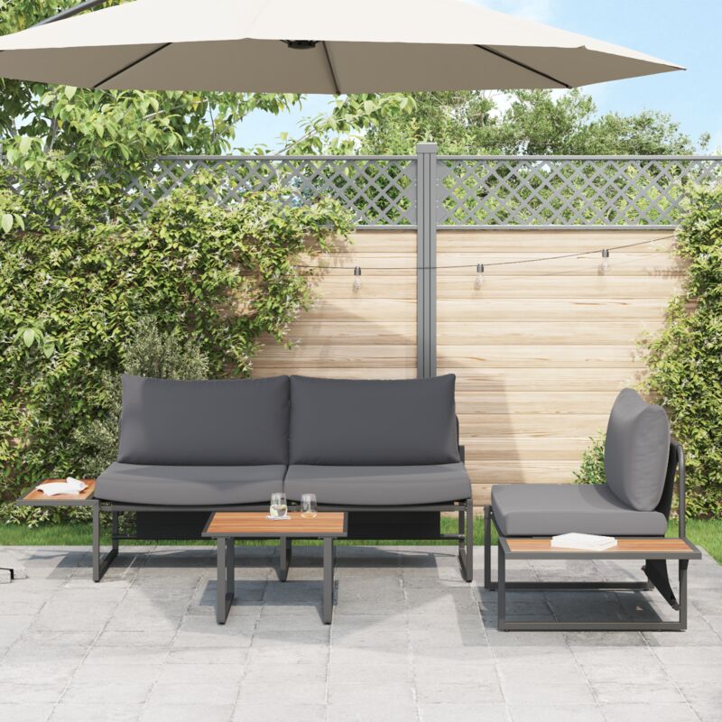 Garten Essgruppe 3 Pcs Anthrazit Stahl Vidaxl