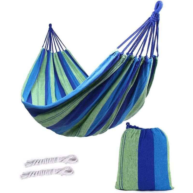 Image of Outdoor Soft Cotton Fabric Brazilian Hammock Double Width 2 Person Travel Camping Hammock