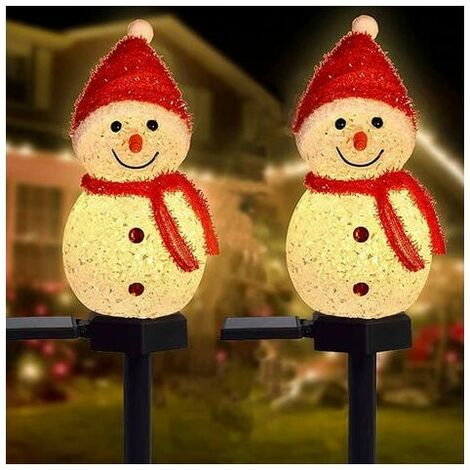 Outdoor Solar Christmas Decoration Lights Snowman Shape Garden Atmosphere Garden Landscape Lights Lawn Lights Solar Snowman Lights Pink