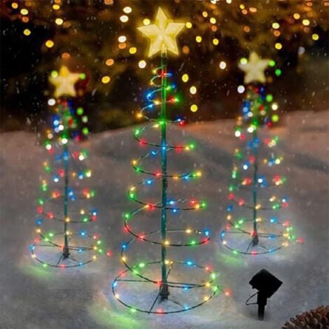 AIPERQ Outdoor Solar Christmas Tree Decoration, Premium LED Metal Christmas Tree, Small LED Lighted Artificial Christmas Tree, American Garden Christmas Decoration, Personalized Light Garland (Warm White)