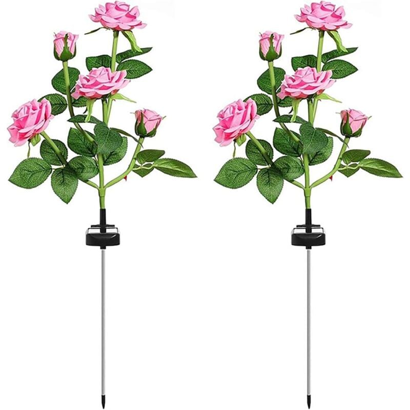 ZVD - Lampes solaires pour jardin - 2 pack, 10 fleurs de rose, étanches