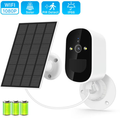 Outdoor Solar IP Wifi Surveillance Camera HD 1080P Wireless Security Device with Audio and 6000mAh Rechargeable Battery