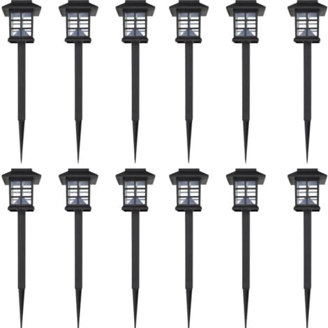 Outdoor Solar Lamp LED Light 12 pcs Spike 8.6 x 8.6 x 38 cm vidaXL