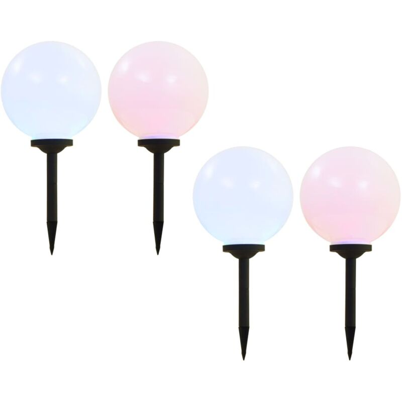 Outdoor Solar Lamps 4 pcs LED Spherical 30 cm RGB vidaXL
