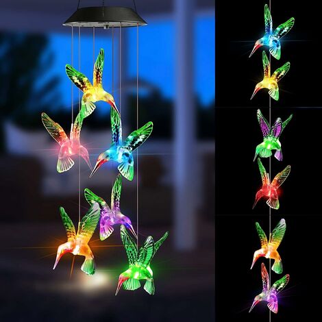 Kolibri Windspiele Lichterkette LED-Mobile Windspiel mit Wasserdicht Farbwechsel swonuk Solar LED Windspiel für Haus/Party/Patio/Nacht Garten Dekoration