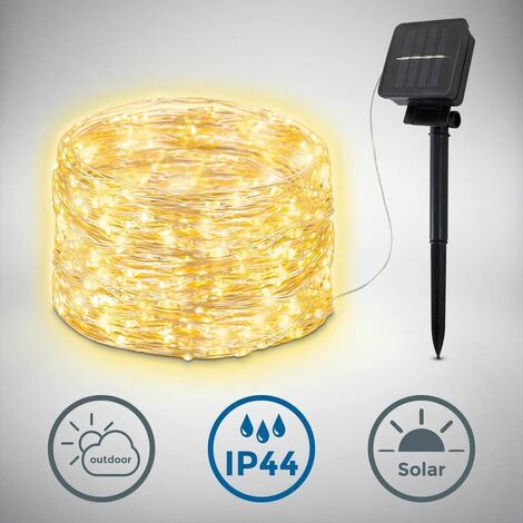 Outdoor Solar Lichterkette I 24 Meter I 8 Leuchtmodi I IP44 I 240 warmweiße LEDs I Dämmerungssensor