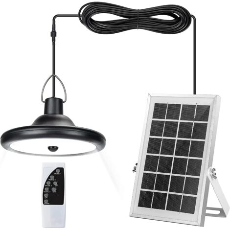 Outdoor Solar Light, 4 Lighting Modes and 6 Brightness Levels, Outdoor Solar Hanging Light with Motion Sensor and Remote Control for Garden Gazebo Balcony Terrace, White Light [Energy Class A+++]