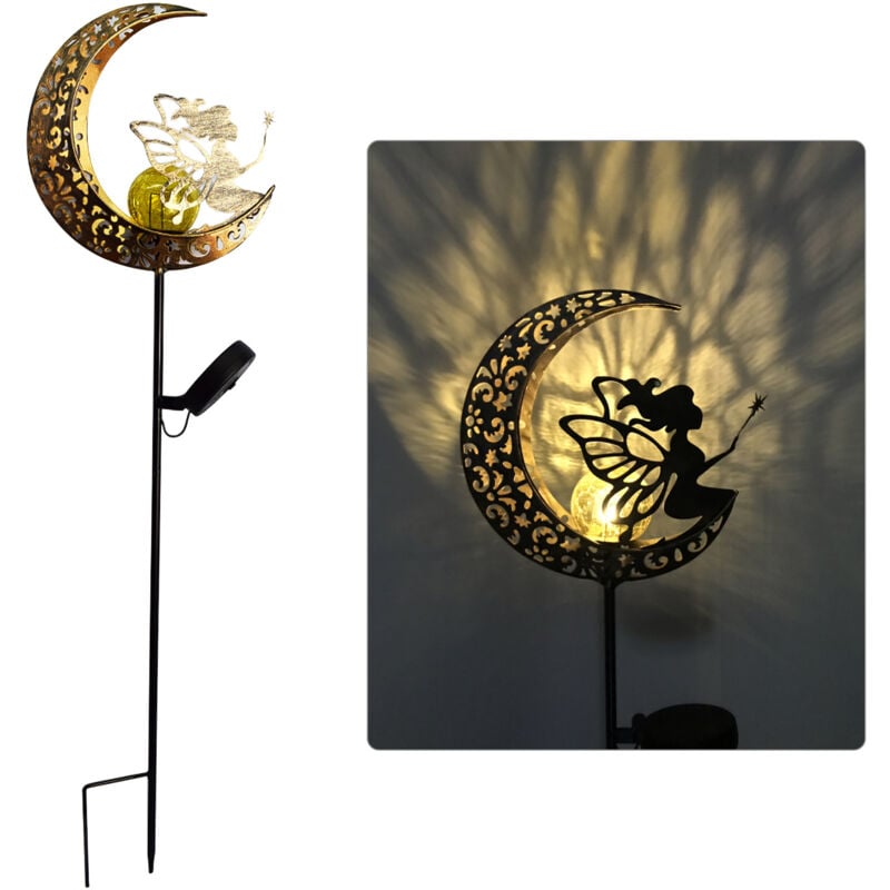 Lampe solaire d'extérieur en métal pour décoration de jardin, lampe de pelouse étanche, marche/arrêt automatique pour jardin extérieur, patio,