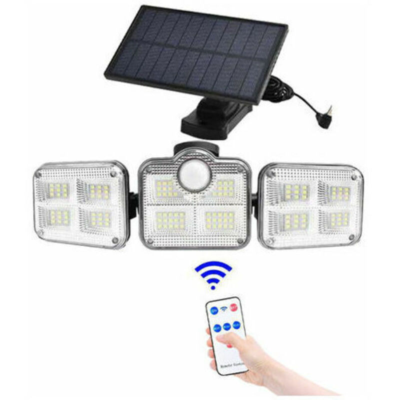 Outdoor Solar Light with Motion Sensor, 122 LED IP65 Waterproof Security Lights with 3 Heads, Solar Floodlight for Garden, Outdoor, Path, Driveway,