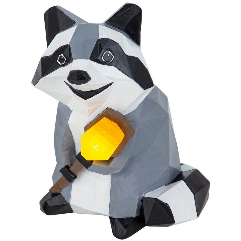 Outdoor solar lights Racoon in Black made of Plastic (1 light source,) from Lindby black, white, brown, grey