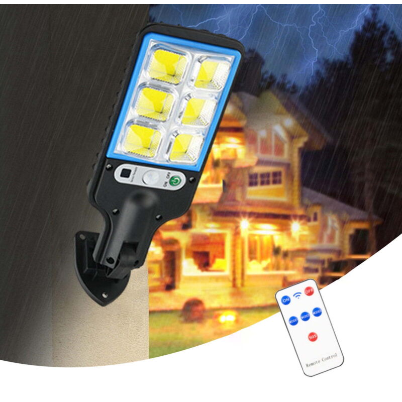 Outdoor solar lights with 3 lighting modes, remote-controlled solar streetlight, solar motion sensor light for outdoor use