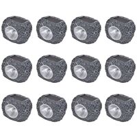 Outdoor Solar Powered LED Spotlight Stone Shape 12 pcs