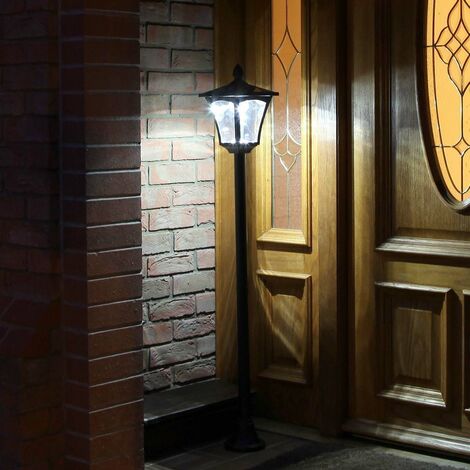 Outdoor Solar Security Lamp Post, White LEDs, 1.2m